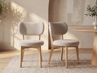 Vente-unique Set van 6 stoelen van teddystof en rubberhout - Taupe - TORIEL