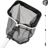 Eurocatch - Schepnet Zwembad - Vijvernet - Fijnmazig - Stevig - Telescopische Steel 1.80m - 30x 30cm - Zwart