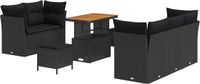 vidaXL Tuinbank Set Zwart Poly Rattan