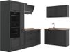Vicco Hoekkeuken R-Line, Antraciet landelijk/Antraciet, 230 x 120 cm goudkleurig eiken werkblad