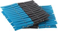 Merkloos Wasknijpers - 48x stuks - kunststof - blauw/grijs