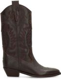 Sacha - Dames - Bruine leren cowboylaarzen met sierstiksels - Maat 40