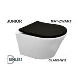 Boss & Wessing Wandcloset Vicente Junior Wit Rimless Diepspoel met Flatline Zitting Mat Zwart