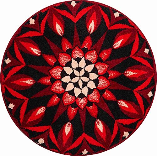 GRUND Badmat ERKENNTNIS, Ultrazacht en absorberend, Antislip, Mandala rond, Rood, 100 cm