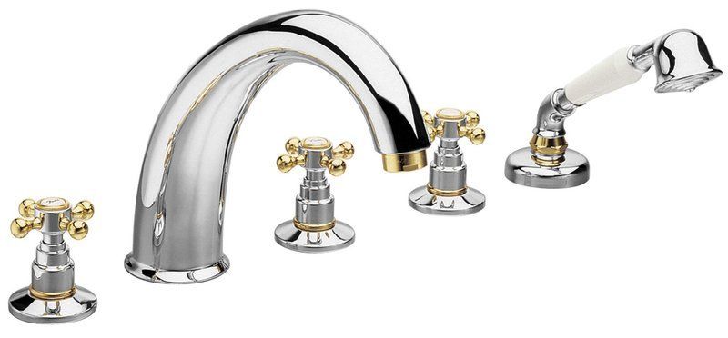 Reitano Rubinetteria ANTEA Badrandcombinatie 5-gaats mengkraan, chroom/goud - 8024587002495