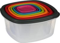 5five Boîtes de conservation empilables - 7 pièces - sans BPA - meal prep - réutilisable - multicolore - hermétique