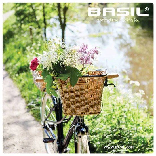 Basil Bremen Rattan Look KF Bicycle Basket - Front - Plastic Rattan - Seagrass - 18L