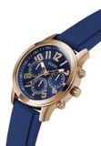 Guess Parker Multifunctioneel Horloge Blauw Kast Gemaakt Van 100% Roestvrij Staal En Een Bandje Van 100% Siliconen 44 GW0708G1, GW0708G2, GW0708G3