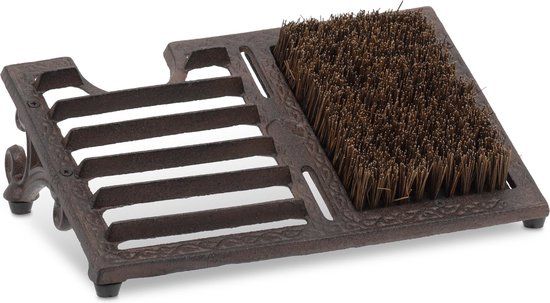 Relaxdays Voetenveger gietijzer - buiten - schoenenborstel - uittrekhulp - vintage - bruin