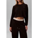 Calvin Klein Women's Logo Jersey Long Sleeve Crop Top - Black, XS