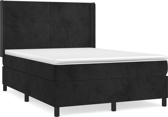 vidaXL Boxspring met matras fluweel zwart 140x190 cm
