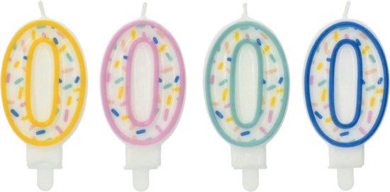 Folat - Kaars Sprinkles Cijfer 0 Assorti - 9 cm
