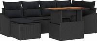 vidaXL Tuinbank - Set - 7 - st - Zwart - Poly - rattan