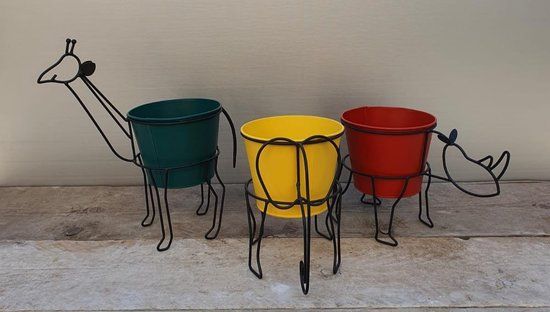 Mica Decorations Pot Animal - Set of 3 - Assorted Colors