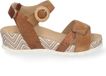 Durea 7425 CognacNaturel Platte Sandalen Dames Breedte H