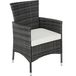 TecTake Ensemble de jardin en osier avec housses interchangeables - 2 chaises et table avec plateau en verre - Gris