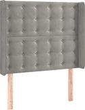 vidaXL Hoofdbord met randen 103x16x118/128 cm fluweel lichtgrijs