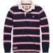 Superdry Athletic Stripe Rugby Top Heren S Marineblauw/Roze Zijstreep Katoen