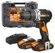 WORX NITRO WX352.4 Accu-klopboormachine 20V, borstelloze motor, 60Nm, variabele toerentalregeling, LED-licht (incl. 75 stuks bits-set, 2 stuks 2,0 Ah PowerShare batterijen meegeleverd)