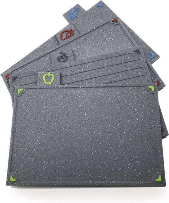 Maestro Set van 4 snijplanken in graniet met houder - MR1787G