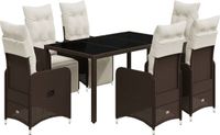 vidaXL 7-delige bistroset met kussens polyrattan bruin