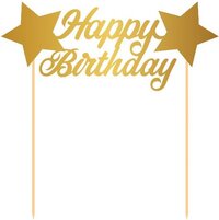 Folat Party Products Folat - Cake Topper Happy Birthday - Goud - Papier - Verjaardag