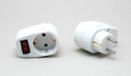 Adaptateur de prise - 3x - blanc - avec terre et interrupteur - multiprises