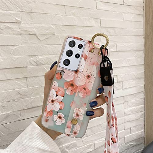 SUVATA Zachte Siliconen Case Voor Samsung S20 FE S21 Ultra Note 20 Bloemen Nekkoord Polsband Houder Cover Voor Samsung S10 Note 10 Plus, 1, Voor Samsung S20 Plus