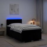 vidaXL Boxspringbed met matras en LED-verlichting, zwart, 120 x 200 cm, fluweel