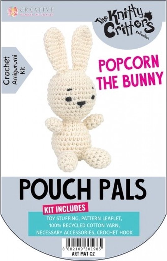 Knitty Critters Pouch Pals - Popcorn The Bunny