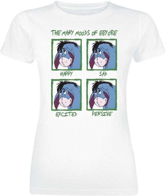 Winnie The Pooh The Many Moods Of Eeyore Dames T-shirt - wit - S