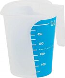 Maatbeker - 500 ml - Transparant/Blauw - Kunststof - Met schenktuit - Vaatwasser- en magnetronbestendig