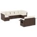vidaXL 9-delige Loungeset met Kussens, Poly Rattan, Bruin