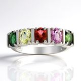 Cavill - Zilveren ring met palladium - Braziliaanse groene, roze en gele ovale toermalijnen 1,405 ct - flexibele maat - kleurrijk elegant sieraad