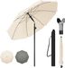 Merkloos Parasol - UV-bescherming 50+ voor balkon tuin terras zomer - titanium afwerking knikvoorziening draaivergrendeling incl. draagtas, wit