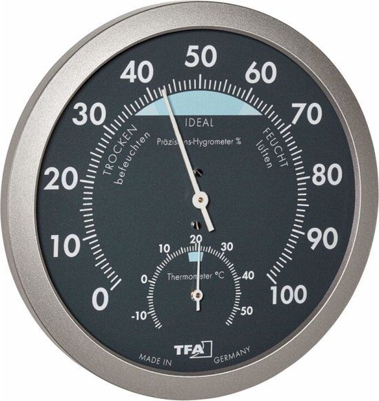 TFA Dostmann 45.2043.51 Thermo- en hygrometer - Antraciet, Zilver