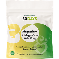 Holland & Barrett 2+1 gratis | 30DAYS Magnesium 400mg + L-Tryptofaan 50mg - 30 capsules