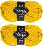 Merkloos Hobby bolletje wol - 3x - acryl - geel - 35 mtr - garen - maxi bolletje - breien/haken