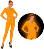 Widmann Neon Oranje Bodysuit Glow Vrouw Small / Medium Carnaval kostuum Verkleedkleding