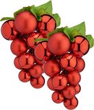 Krist+ Kerstornament druiventros - 2 stuks - rood - 33 cm - kunststof