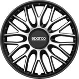 Sparco Set van 4 wieldoppen 14" inch Roma autowielhoes SPC1496SVBK zilverzwart