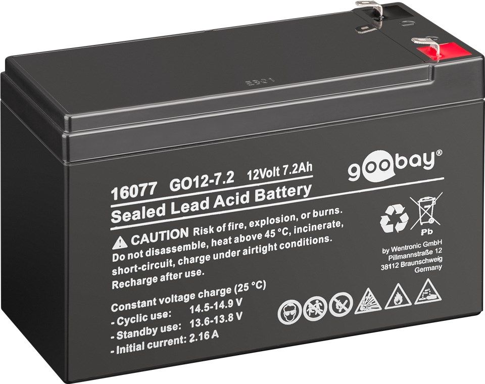 Goobay GO12-7.2 - 12V 7200mAh Sealed Lead Acid Battery
