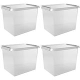 Sunware Comfort Line Opbergbox Set van 4 15L – 40x30x18cm – Transparant Metaal – Stapelbaar – Opbergbox