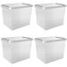 Sunware Comfort Line Opbergbox Set van 4 15L – 40x30x18cm – Transparant Metaal – Stapelbaar – Opbergbox
