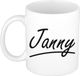 Bellatio Decorations Janny Naam koffiemok - beker - met sierlijke letters - wit
