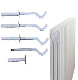 4 x universele design-radiatorwandhouder (wit) met bevestigingsset