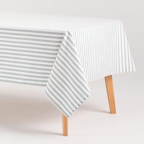 GAMUSI Tafelkleed Alma - Katoen Polyester - Streeppatroon - 140 x 240 cm - Zeewater
