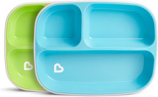 Munchkin Splash Anti-Slip Borden Met 3 Vakken - 2 Stuks - Groen/Blauw