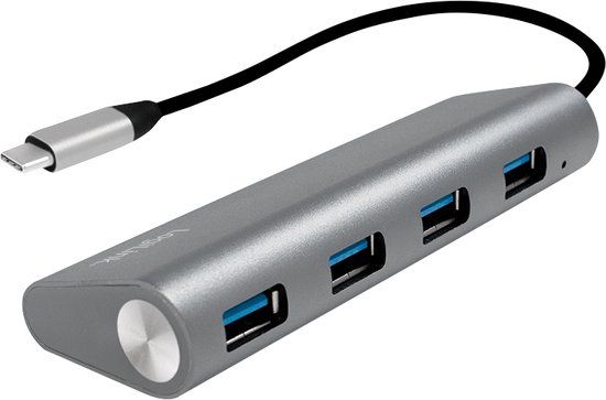LogiLink USB 3.1 HUB 4-port Type-C Aluminium grau