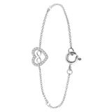 Lucardi Dames Armband hart met infinity en zirkonia - 925 Zilver - 18 cm